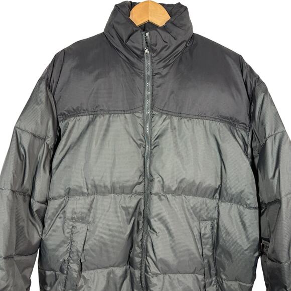 Double Down Quilted Puffer Jacket Casual Ski Winter Coat Mock Neck Black - L - Picture 2 of 5